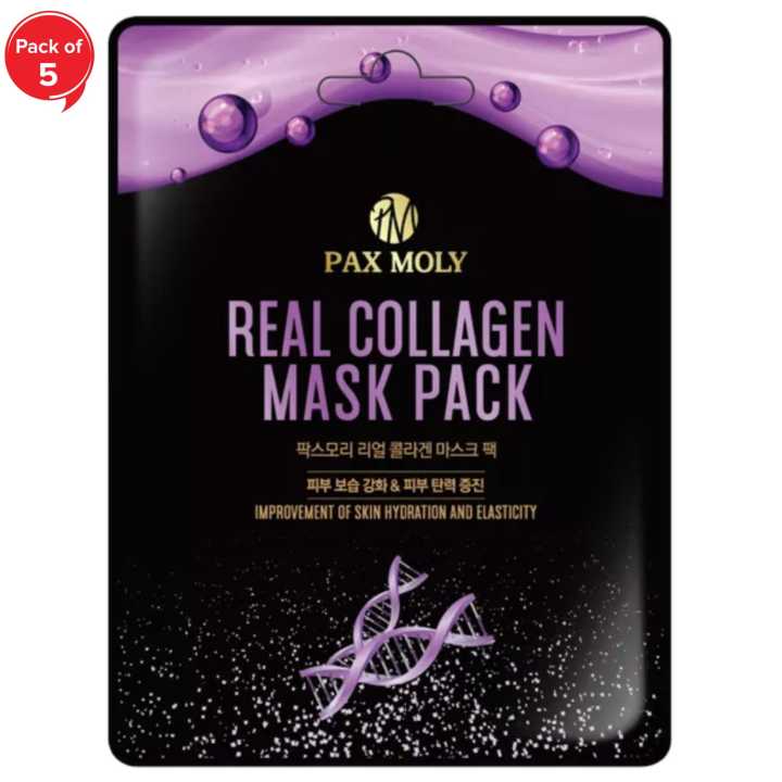 Pax Moly Real Collagen Face Sheet Mask (Pack Of 5)
