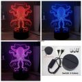 Ambient multi-color touch RGB squid illusion [802e9a44] fish 3D desk lamp LED children's night light ocean octopus control light cartoon. 