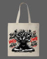 "Too Many Voices In My Head" Grunge Printed  Tote Bag– Eco-Friendly Cotton Shoulder Shopping Bag-White, Black. 