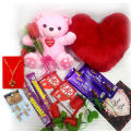 Valentine Gift Box Chocolate Fancy Gold Chain Jhumka Teddy. 