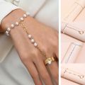 Boho Jewelry Layered Wrist Chain Hand Accessories for Women Girls Finger Ring Bracelet Linked Finger Slave Chain Hand Harness Bangle. 