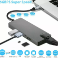 8 in 1 Multiport Type C To USB-C 4K HDMI VGA Card Reader RJ45 LAN Adapter USB 3.0 Cable Hub. 
