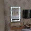 Bimba LED wall Mirror with Flower Corner Etching Design 24(W)*36(H). 