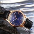 SKMEI 9261 Business Roman Numeral Classic Date Display Leather Strap Watch For Men. 