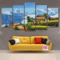 5 Panel Wall Hang Canvas Print With Wooden Frame. 