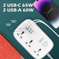 LDNIO SC3416 3 Outlets 65 Watt 4 GaN USB Port Multi Power Strip Plug Boar Extension Socket. 