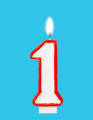 "1" (One) Number Birthday Wedding Party Candle. 