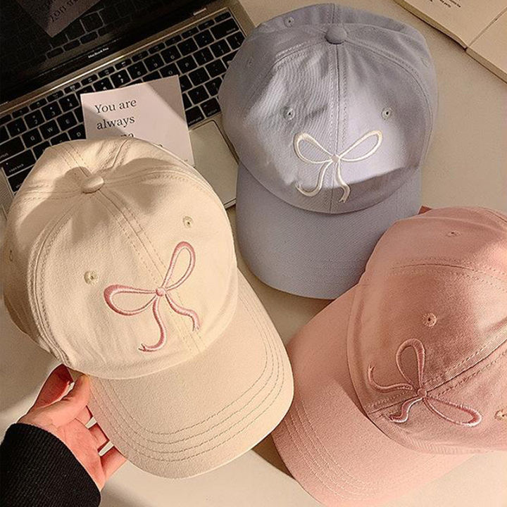 Fashionable%20Small%20Bow%20Baseball%20Cap%20-%20Cotton%20Sun%20Protection%20Hat%20for%20Women%20&%20Girls%20-%20Image%202