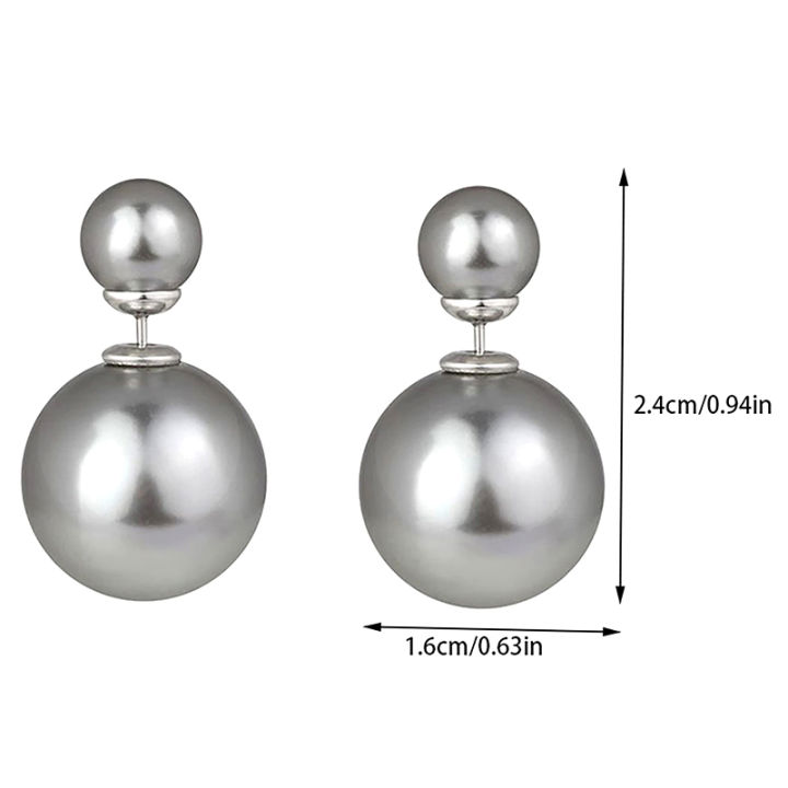 Fashion Double-sided Big Small Pearl Ball Stud Earrings For Women Temperament Earrings Elegant Ladies Party Banquet Jewelry Gift MNP