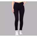 Black High Rise Stretchable Jeans For Women. 