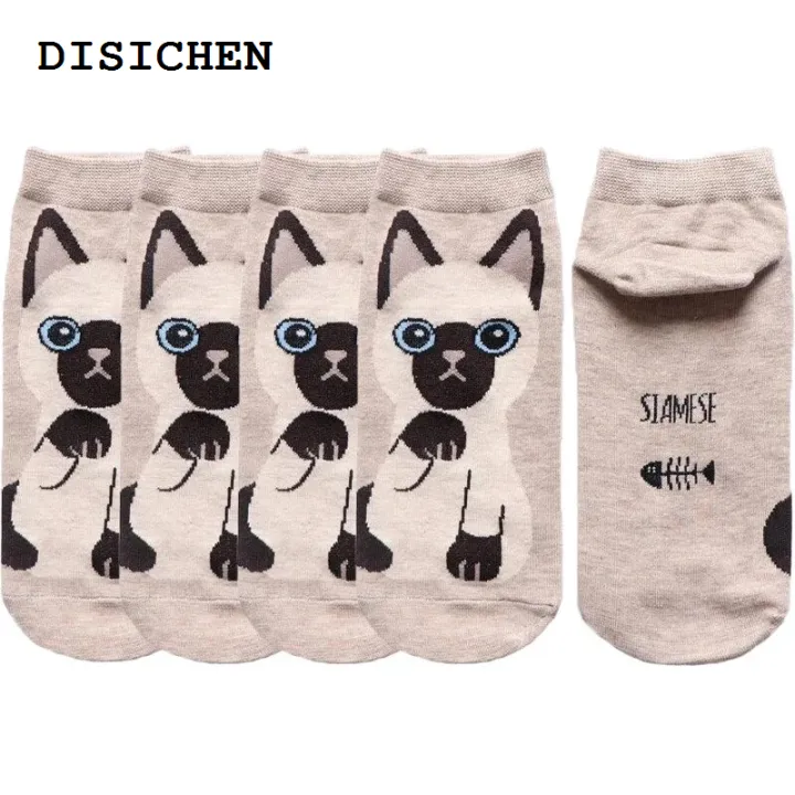 DISICHEN%20New%20style%205/1pairs%20Cartoon%20Cat%20printing%20Socks%20Women%20Cute%20Funny%203D%20Animal%20Paw%20Stockings%20Cotton%20Harajuku%20Kawaii%20Ankle%20Sox%20Calcetines%20-%20Image%208