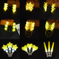 Bow Design Light Emitting Stick Luminous Hollow Yellow Concert Props Pentagram 2pc Set Performance Headdress for Carnival Party Seaside Event Kids. 