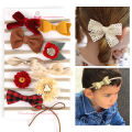 Baby Girls Headbands Set, New Hair Bows Elastic Kids Nylon Hairbands Cute Velvet Chiffon Leather Headbands-10pcs/pack. 