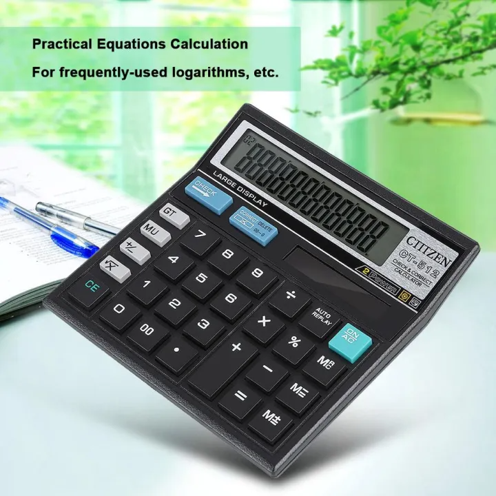 CT-512 Check & Correct 12 Digit Dual Power Large Display Basic Calculater