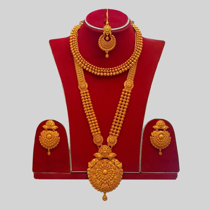 Gold%20Plated%20Rani%20Haar%20With%20Necklace,Earrings%20&%20Sirbindi%20Nepali%20Bridal%20Jewelry%20Rani%20Haar%20Combo%20Set%20Full%20Bridal%20Set%20Rani%20Haar%20For%20Bride%20Artificial%20Rani%20Haar%20Behuli%20Design%20Rani%20Haar%20Set%20Bridal%20Full%20Set%20Gold%20Polishedd%20Rai%20Haar%20Gold%20Design%20Ranihar%20For%20Marriage%20-%20Image%202