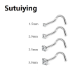 Sutuiying 1PC Fashion Stainless Steel Crystal Nose Septum Piercing Studs 20G Mini Nose Ring Earrings Studs Body Piering Jewelry For Women. 