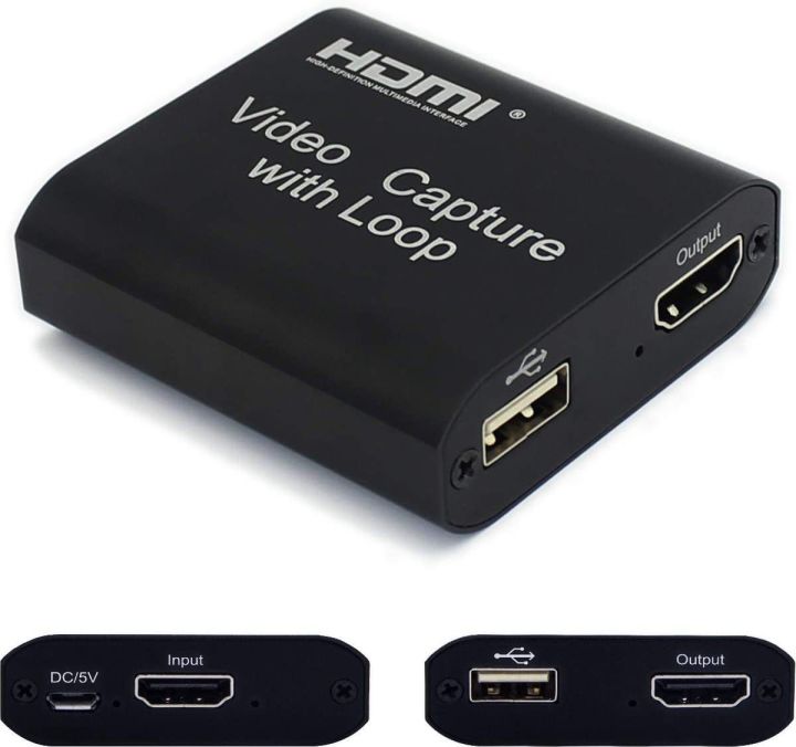 4k Audio Video Capture Card with Loop Out, HDMI-compatible USB 2.0 for Phone, PS4 Game, Live Video Streaming and Recording