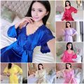 Kimono Style 2 Pcs Satin Night Dress For Women - Multicolor | Free Size | Fashion | Nightie For Women | Women'S Wear |. 