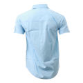 Sky Blue Cotton Half Sleeve Plain Shirt For Men. 