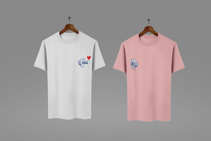 Cute Cartoon Couple Printed T-Shirts – Matching Couple T-Shirt Set