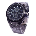 IIK Collection Big Size Full Black Watch For Men - Black | Black Round Dial Stainless Steel Casual Watch For Men. 