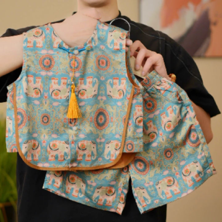 Tong%20Xing%20Yuan%20children's%20summer%20Chinese%20vest%20shorts%20national%20style%20two-piece%20set%20of%20boys%20senior%20jacquard%20vest%20baby%20summer%20dress%20-%20Image%203