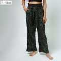 KADE Lime Green Printed Straight Pants With Belt For Women. 
