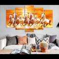 7 Horse Vastu 5 Panel Wall Decor Wall Hang Canvas Print With Wooden Frame by Om Suva Trades. 