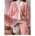 Winter Warm Flannel Women Pajamas Sets Thick Coral Velvet Long Sleeve Cartoon Sleepwear Flannel Pyjamas Set. 
