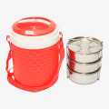 Red Color Insulated Tiffin Box 3 Layer. 