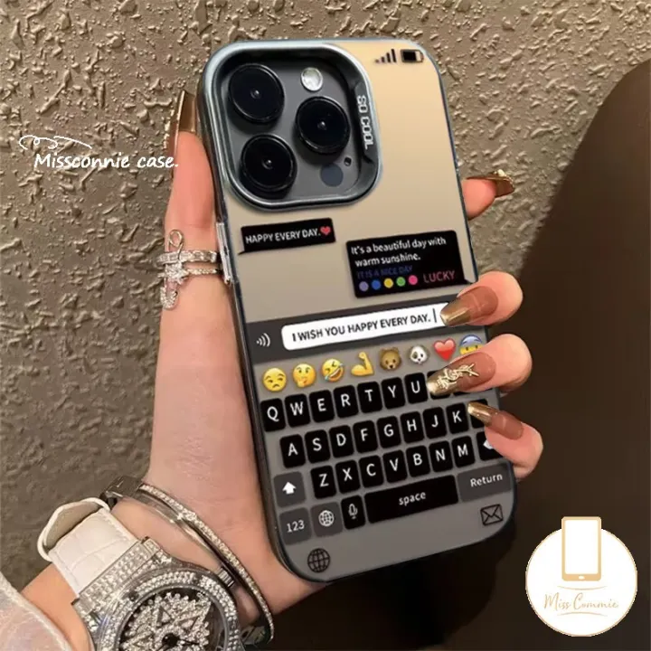 Creative%20Keyboard%20Chat%20Pattern%20Case%20Compatible%20for%20IPhone%20XR%2015%2013%2012%2014%2011%20Pro%20Max%207Plus%20X%20XS%20Max%2014%207%2015%208%20Plus%20SE%202020%20Cartoon%20Funny%20Emoji%20Luxury%20Plating%20Metal%20Cover%20-%20Image%202