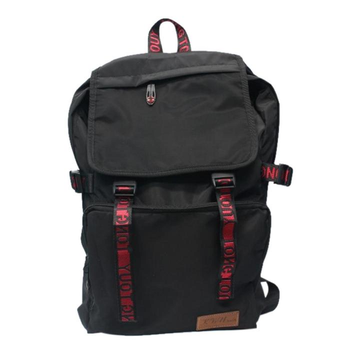 Black/Red Printed Flap Backpack (Unisex) 27