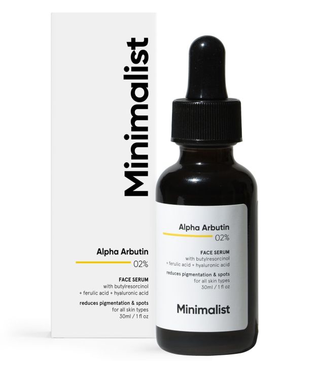 Minimalist 2% Alpha Arbutin Serum for Removing Pigmentation, Acne Marks, Dark Spots, Tanning & Blemishes | For Brighter & Even Tone | For Women & Men | 1 Fl Oz / 30 ml