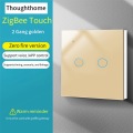 Tuya Zigbee Smart Switch Touch Light Switch Intelligent Control Switch Zero Fire Line 2 Switch Gold. 