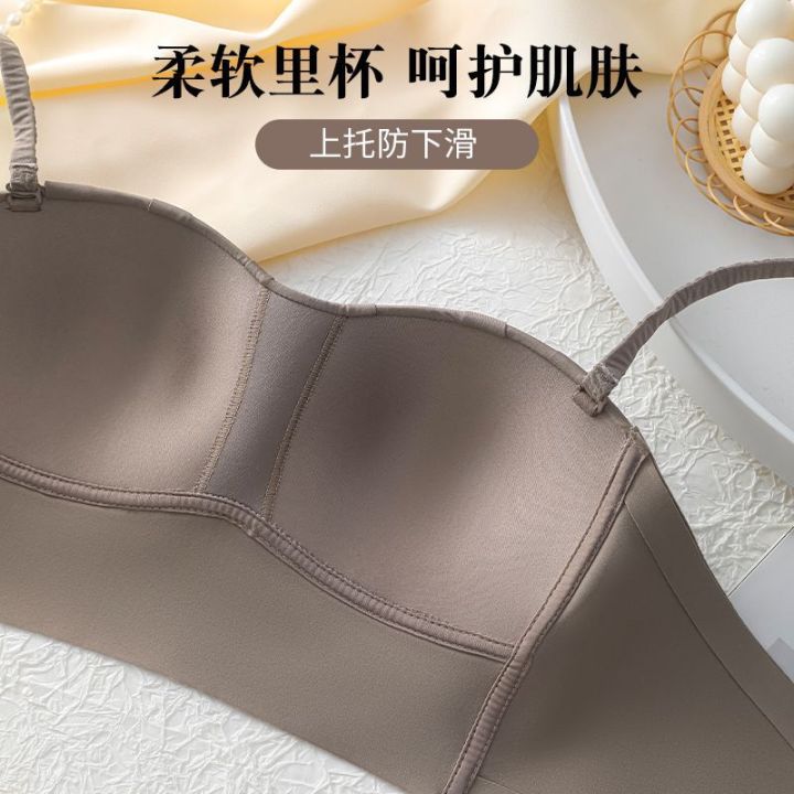 Strapless%20underwear%20women's%20bandeau%20wrap%20big%20show%20small%20anti-light%20and%20traceless%20underwire%20summer%20thin%20bra%20-%20Image%203
