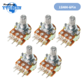 Wenefang 5PCS WH148 B1K B2K B5K B10K B20K B50K B100K B500K 6 Pin Shaft 15mm High Quality Amplifier Dual Stereo Potentiometer 10K 1K 5K 50K 100K 1M Ohm. 