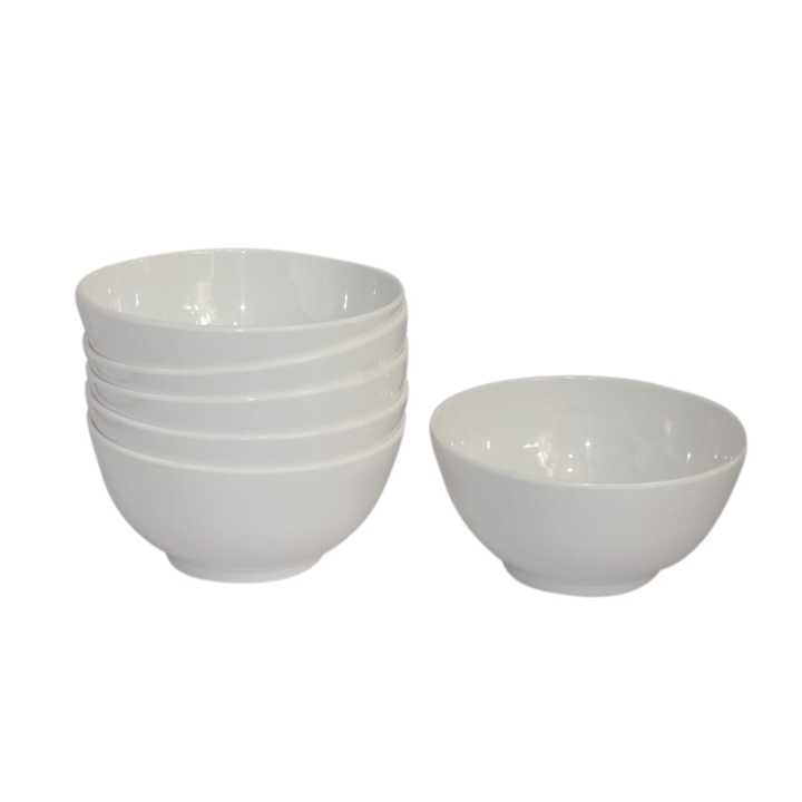 Set Of 6 White Melamine Bowl - 6 Inches