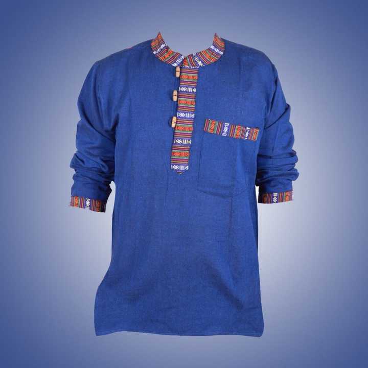 Blue Kurta Bhutani Border Shirts For Men