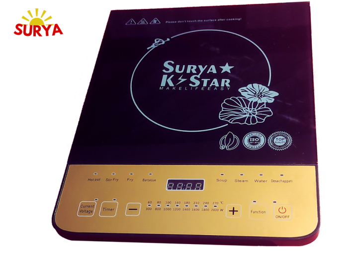 SURYA Induction Stove Cooktop 2000 Watt Touch Panel