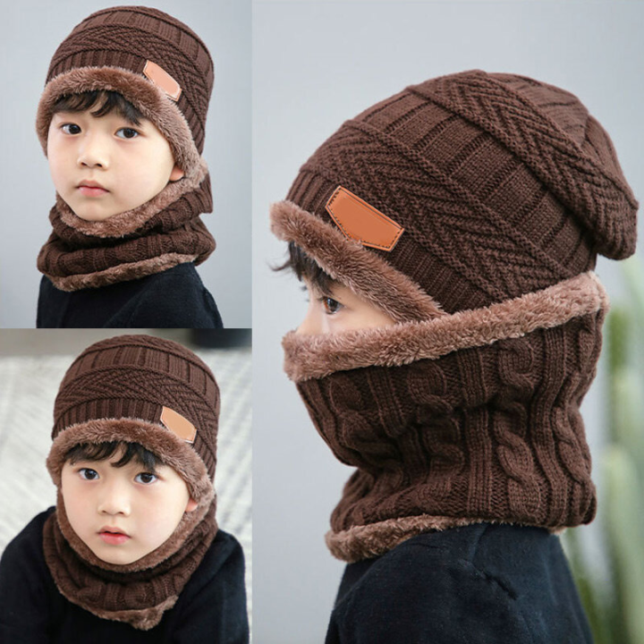 2%20In%201%20Winter%20Warm%20Fleece%20Liner%20Knitted%20Beanie%20Hat%20Tube%20Scarf%20Set%20Boys%20Girls%20Skullies%20Cap%20-%20Image%209