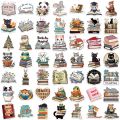 Linman 50pcs Cartoon Cute Animal Reading Stickers Pack Phone SuitcaBargain price se Computer Laptop Journaling Materials DIY Handmade Sticker. 