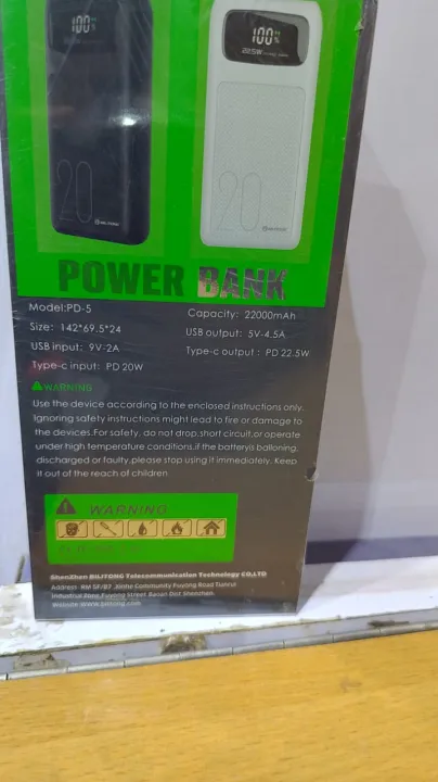 Power%20Bank%20Bilitong%20PD-5%2022000mAh%20PD22,5W%202USB/Micro/Type-C%20-%20Image%202