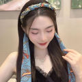 PTQ Retro Chain Headband Korean Style Satin Fabric Band Ribbon Braided Bow Knot Hoop Hair Accessories. 
