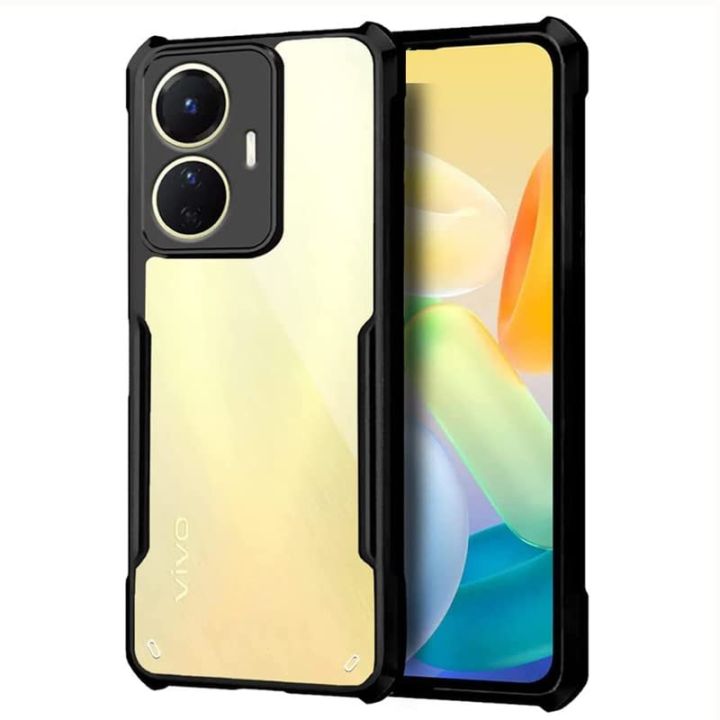 IPAKY Transparent Back Cover Case for Realme C55 (Black Bumper)