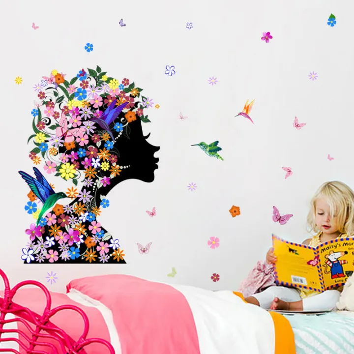 Artsy%20Home%20Self%20Adhesive%20Flower%20Fairy%20Girl%20Design%20Wall%20Decal%20For%20Home%20Decor%20-%2070%20x%20120cm%20-%20Image%204