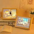 3D Anime Frame 3D LED Painting Wooden Photo Frame Luminous Reflecting Light Sunset LED Night Light. 