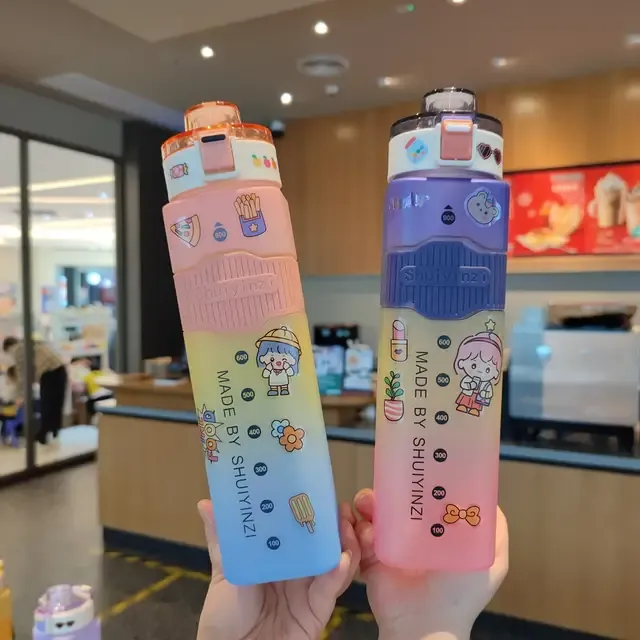 900ml%20Frosted%20Square%20Water%20Bottle%20With%20Straw%20And%20Free%202D%20Stickers%20-%20Image%205