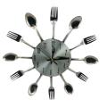 Diy Stainless Steel Forks Spoons Wall Clock Home Kitchen Decoration Quartz Movement Mute Wall Clocks. 