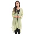 Green Solid Woolen Mix Outer For Women. 