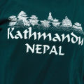 Green Cotton Round Kathmandu Nepal Printed T-Shirt For Women. 